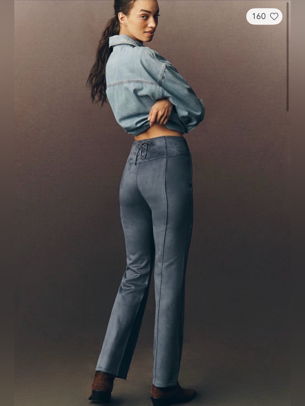 NWT Anthropologie Faux Suede Slim Flare Pants - size 8